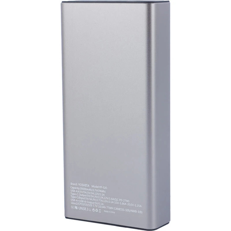 پاور بانک فست شارژ یوشیتا YP-020 QC PD 25W ظرفیت 20000 میلی آمپر ساعت