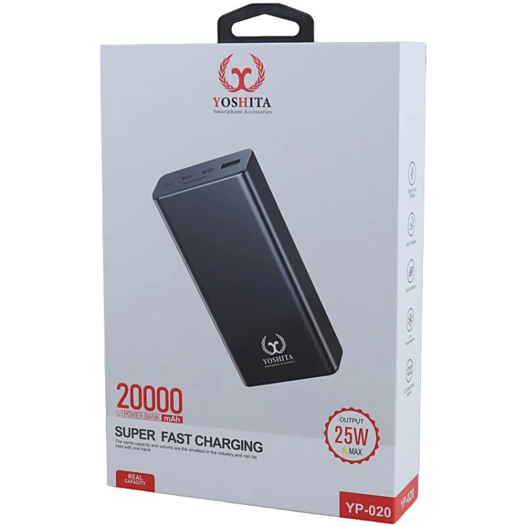 پاور بانک فست شارژ یوشیتا YP-020 QC PD 25W ظرفیت 20000 میلی آمپر ساعت