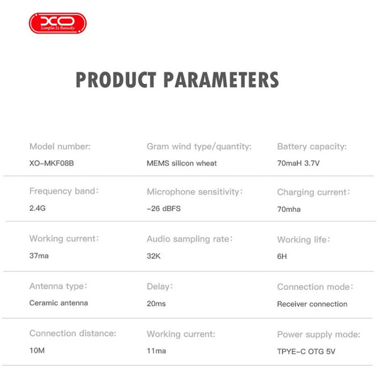 میکروفون یقه ای بی سیم ایکس او XO-MKF08B Lightning