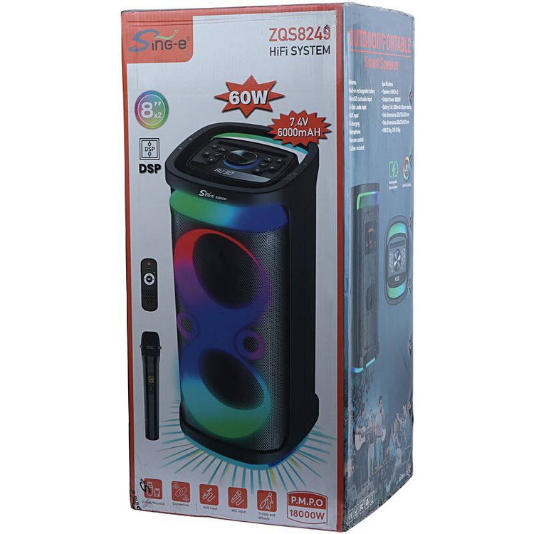 اسپیکر چمدانی بلوتوثی ZQS-8249+میکروفون و ریموت کنترل